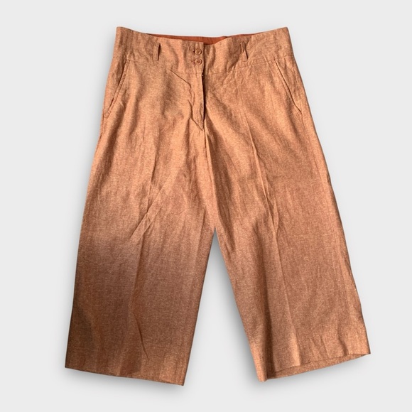 Isaac Mizrahi Crop Wide Leg Linen Capri Pants - Picture 3 of 9